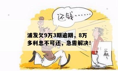 浦发欠9万3期逾期，8万多利息不可还，急需解决！