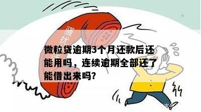 微粒贷逾期3个月还款后还能用吗，连续逾期全部还了能借出来吗？