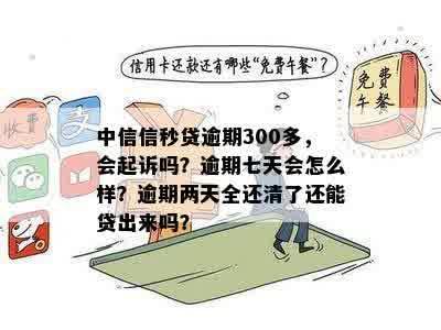 中信信秒贷逾期300多，会起诉吗？逾期七天会怎么样？逾期两天全还清了还能贷出来吗？