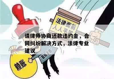 请律师协商还款违约金，合同纠纷解决方式，法律专业建议