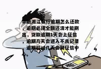 华融湘江银行逾期怎么还款，逾期必须全额还清才能刷出，贷款逾期1天会上征信，逾期几天会进入不良记录，逾期超过几天会到征信中心。