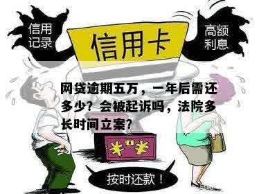 网贷逾期五万，一年后需还多少？会被起诉吗，法院多长时间立案？