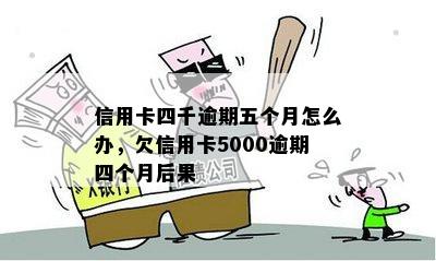 信用卡四千逾期五个月怎么办，欠信用卡5000逾期四个月后果