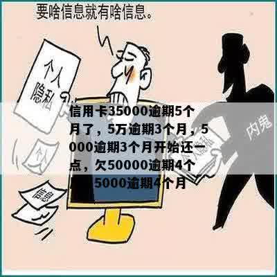 信用卡35000逾期5个月了，5万逾期3个月，5000逾期3个月开始还一点，欠50000逾期4个月，5000逾期4个月