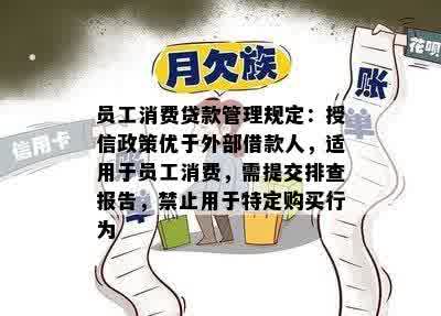 员工消费贷款管理规定：授信政策优于外部借款人，适用于员工消费，需提交排查报告，禁止用于特定购买行为