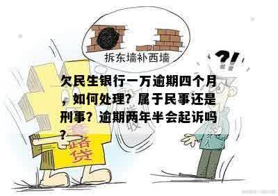 欠民生银行一万逾期四个月，如何处理？属于民事还是刑事？逾期两年半会起诉吗？