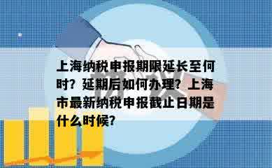 上海纳税申报期限延长至何时？延期后如何办理？上海市最新纳税申报截止日期是什么时候？