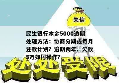 民生银行本金5000逾期处理方法：协商分期或每月还款计划？逾期两年、欠款5万如何操作？