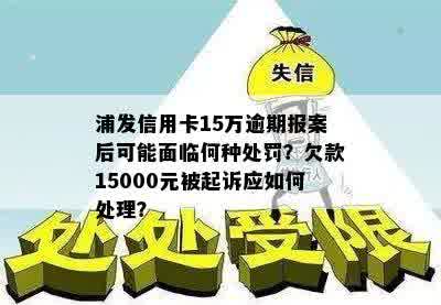 浦发信用卡15万逾期报案后可能面临何种处罚？欠款15000元被起诉应如何处理？