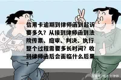 信用卡逾期到律师函到起诉要多久？从接到律师函到法院传票、庭审、判决、执行整个过程需要多长时间？收到律师函后会面临什么后果？