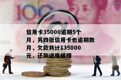 信用卡35000逾期5个月，另四张信用卡也逾期数月，欠款共计135000元，还款进度缓慢