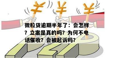 微粒贷逾期半年了：会怎样？立案是真的吗？为何不电话催收？会被起诉吗？