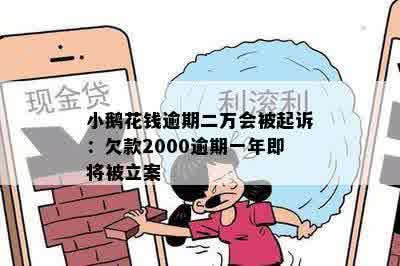 小鹅花钱逾期二万会被起诉：欠款2000逾期一年即将被立案