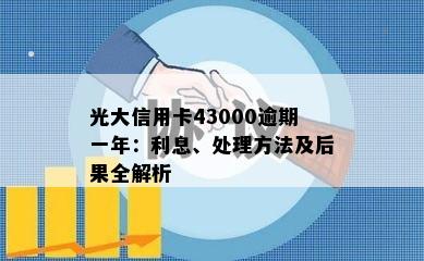 光大信用卡43000逾期一年：利息、处理方法及后果全解析