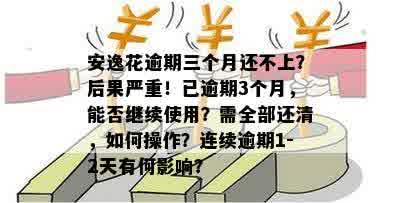 安逸花逾期三个月还不上？后果严重！已逾期3个月，能否继续使用？需全部还清，如何操作？连续逾期1-2天有何影响？