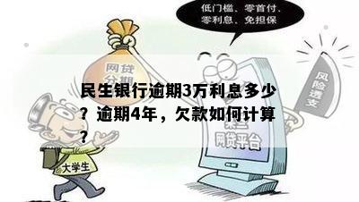 民生银行逾期3万利息多少？逾期4年，欠款如何计算？