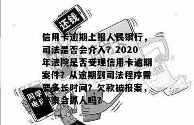 信用卡逾期上报人民银行，司法是否会介入？2020年法院是否受理信用卡逾期案件？从逾期到司法程序需要多长时间？欠款被报案，警察会抓人吗？