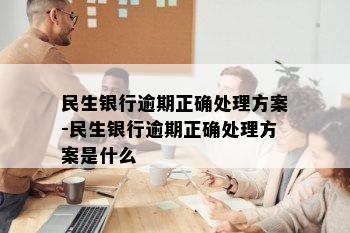 民生银行逾期正确处理方案-民生银行逾期正确处理方案是什么