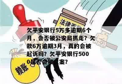 欠平安银行5万多逾期6个月，会否被公安局抓走？欠款6万逾期3月，真的会被起诉吗？欠平安银行5000是否会被立案？