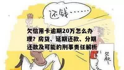 欠信用卡逾期20万怎么办理？房贷、延期还款、分期还款及可能的刑事责任解析