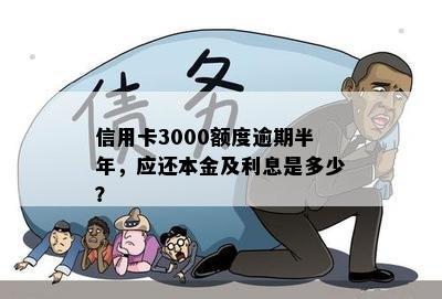 信用卡3000额度逾期半年，应还本金及利息是多少？