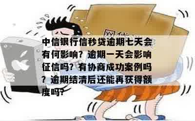 中信银行信秒贷逾期七天会有何影响？逾期一天会影响征信吗？有协商成功案例吗？逾期结清后还能再获得额度吗？