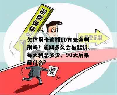 欠信用卡逾期10万元会判刑吗？逾期多久会被起诉、每天利息多少、90天后果是什么？