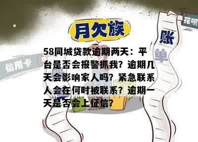 58同城贷款逾期两天：平台是否会报警抓我？逾期几天会影响家人吗？紧急联系人会在何时被联系？逾期一天是否会上征信？