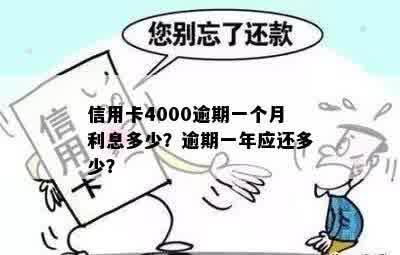 信用卡4000逾期一个月利息多少？逾期一年应还多少？