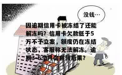 因逾期信用卡被冻结了还能解冻吗？信用卡欠款低于5万不予立案，额度仍在冻结状态，客服称无法解冻。逾期3-6个月会有何后果？