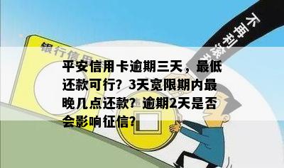 平安信用卡逾期三天，更低还款可行？3天宽限期内最晚几点还款？逾期2天是否会影响征信？