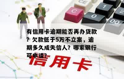 有信用卡逾期能否再办贷款？欠款低于5万不立案，逾期多久成失信人？哪家银行可申请？