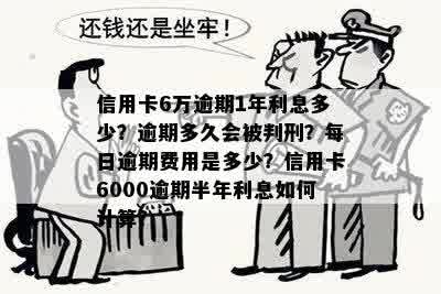 信用卡6万逾期1年利息多少？逾期多久会被判刑？每日逾期费用是多少？信用卡6000逾期半年利息如何计算？