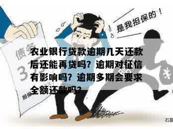 农业银行贷款逾期几天还款后还能再贷吗？逾期对征信有影响吗？逾期多期会要求全额还款吗？