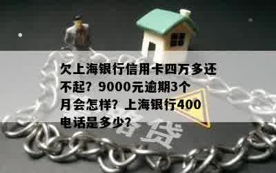 欠上海银行信用卡四万多还不起？9000元逾期3个月会怎样？上海银行400电话是多少？