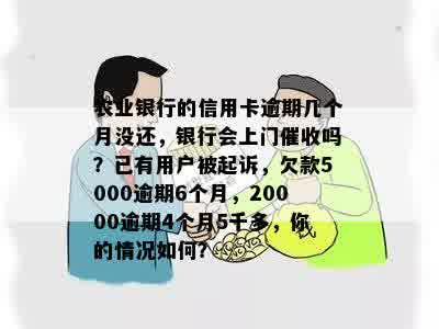 农业银行的信用卡逾期几个月没还，银行会上门催收吗？已有用户被起诉，欠款5000逾期6个月，20000逾期4个月5千多，你的情况如何？