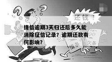 捷信逾期3天归还后多久能消除征信记录？逾期还款有何影响？