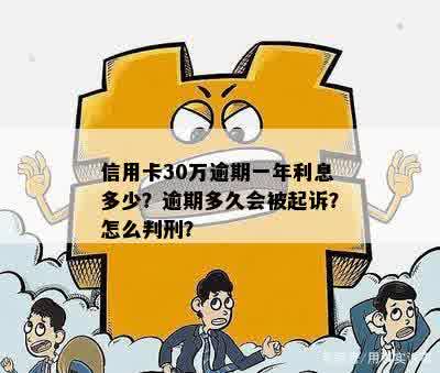 信用卡30万逾期一年利息多少？逾期多久会被起诉？怎么判刑？