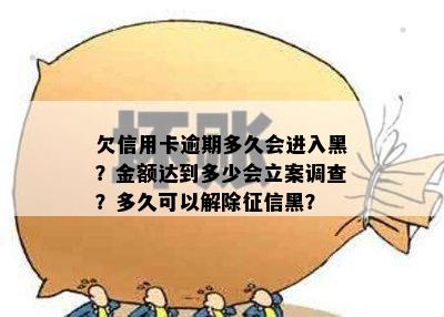 欠信用卡逾期多久会进入黑？金额达到多少会立案调查？多久可以解除征信黑？