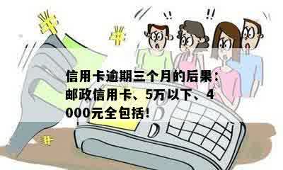 信用卡逾期三个月的后果：邮政信用卡、5万以下、4000元全包括！