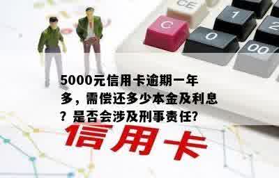 5000元信用卡逾期一年多，需偿还多少本金及利息？是否会涉及刑事责任？