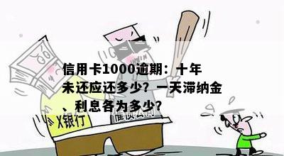 信用卡1000逾期：十年未还应还多少？一天滞纳金、利息各为多少？