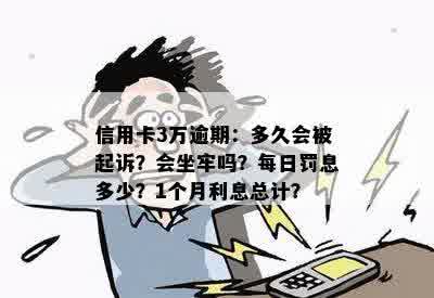 信用卡3万逾期：多久会被起诉？会坐牢吗？每日罚息多少？1个月利息总计？