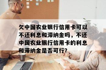 欠中国农业银行信用卡可以不还利息和滞纳金吗，不还中国农业银行信用卡的利息和滞纳金是否可行？