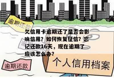 欠信用卡逾期还了是否会影响信用？如何恢复征信？忘记还款16天，现在逾期了应该怎么办？