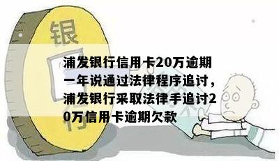 浦发银行信用卡20万逾期一年说通过法律程序追讨，浦发银行采取法律手追讨20万信用卡逾期欠款