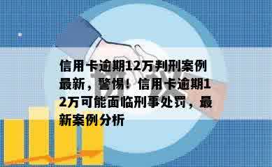 信用卡逾期12万判刑案例最新，警惕！信用卡逾期12万可能面临刑事处罚，最新案例分析