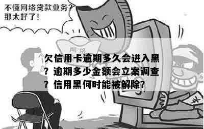 欠信用卡逾期多久会进入黑？逾期多少金额会立案调查？信用黑何时能被解除？