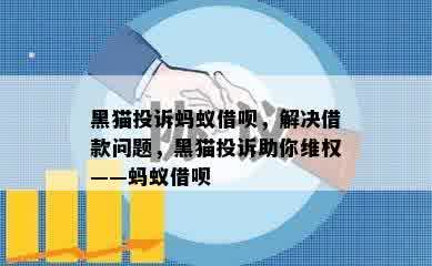 黑猫投诉蚂蚁借呗，解决借款问题，黑猫投诉助你维权——蚂蚁借呗