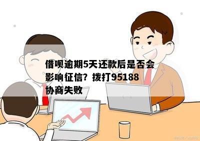 借呗逾期5天还款后是否会影响征信？拨打95188协商失败